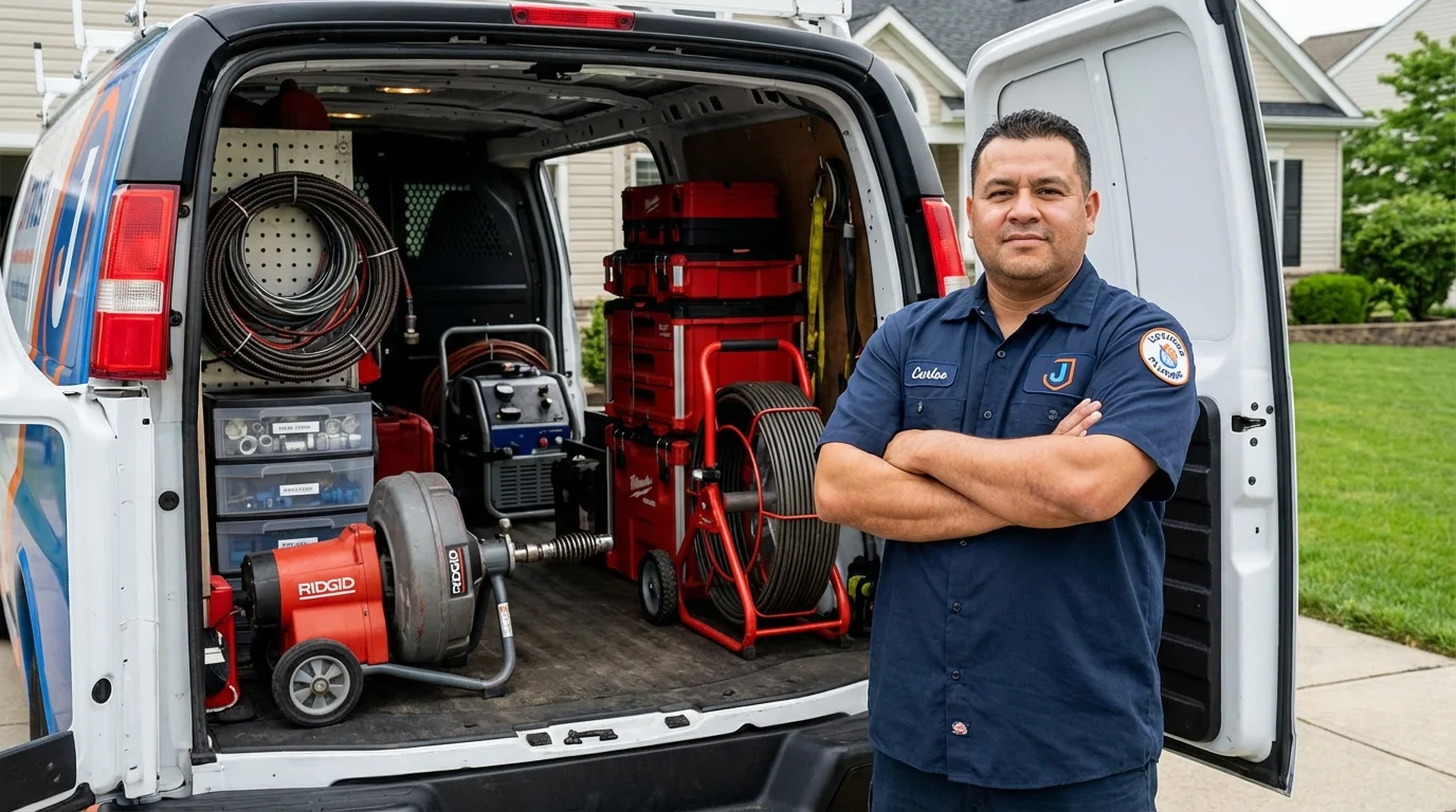 Professional drain cleaning equipment and Johns Plumbing LLC plumber in Sunset