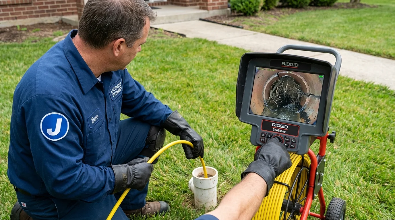 Sewer camera inspection being performed by Johns Plumbing LLC in Sunset