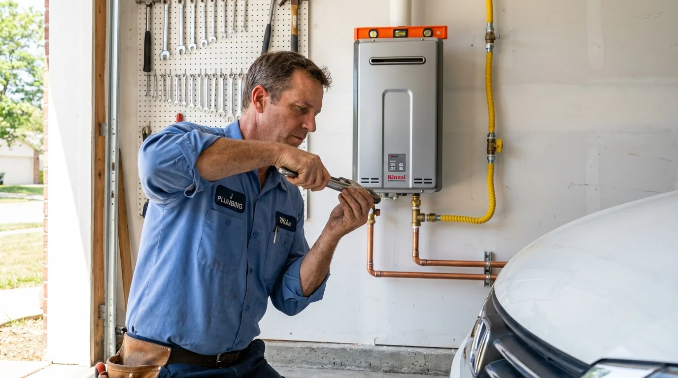 Tankless water heater installation by a Johns Plumbing LLC plumber in Sunset